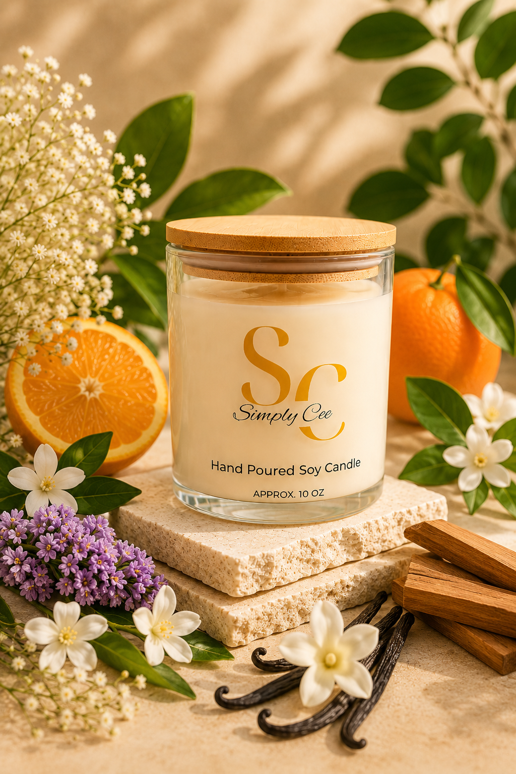 Soy wax scented candle - Vanilla Noir 10 oz