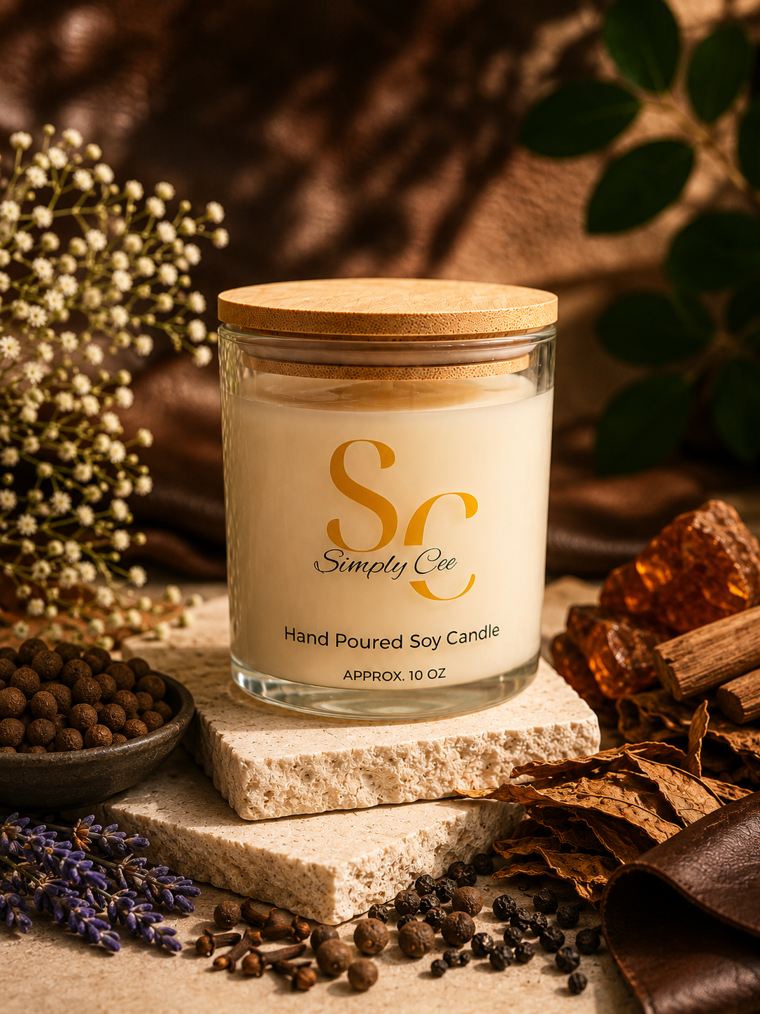 Soy wax scented candle Teakwood- 10 oz